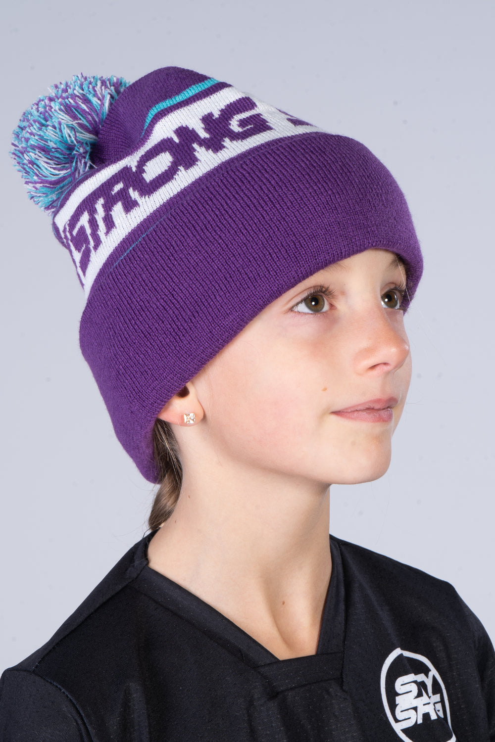 BOBBLE / BEANIE / CUFF / PURPLE & TEAL