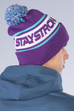 BOBBLE / BEANIE / CUFF / PURPLE & TEAL