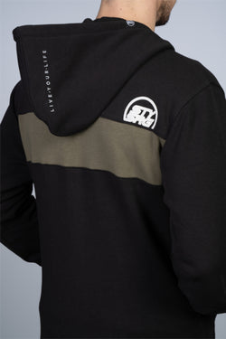 CUT OFF ZIP / HOODY / BLACK/ OLIVE