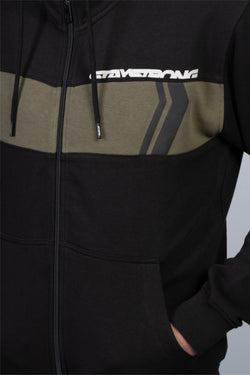CUT OFF ZIP / HOODY / BLACK/ OLIVE