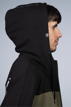 CUT OFF ZIP / HOODY / BLACK/ OLIVE