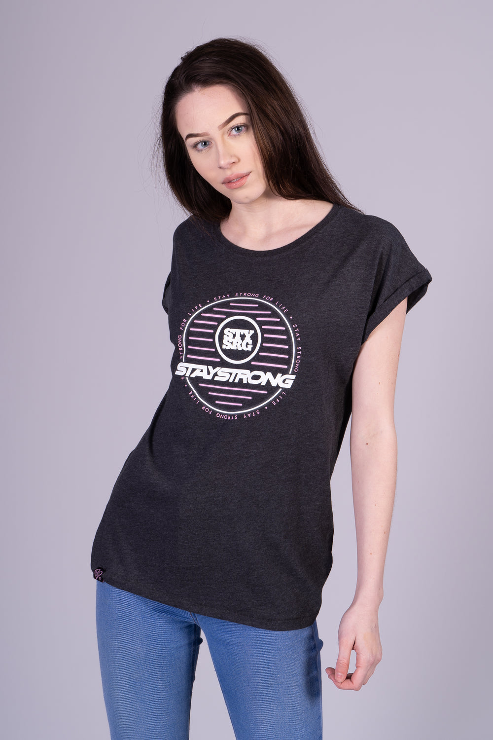 NEON CIRCLE WOMANS / TEE / CHARCOAL